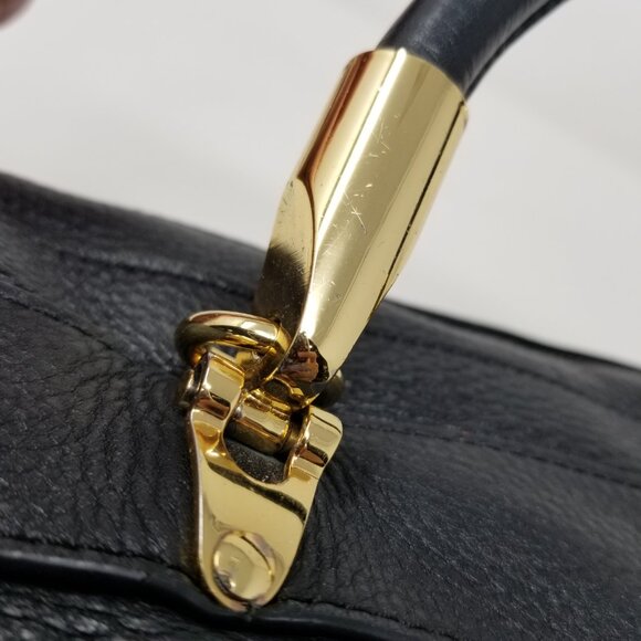 Badgley Mischka Black Leather & Gold Handbag & Crossbody Messenger Bag Handbags - Picture 13 of 16